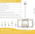 Brushed Nickel Chandelier 26 Inch Modern Geometric 8-Light Large Metal Dining Room Pendant Lighting Fixture for Kitchen Island Living Room Entryway Hallway Bedroom