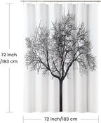Fabric Shower Curtain, Black Tree Plant Shower Curtains for Bathroom, Modern Decorative Bathroom Curtains, 72" W x 72" H