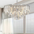 Chrome Crystal Chandelier for Dining Room, 24" Modern Round Chandeliers 5-Tier 8 Lights Adjustable Ceiling Light Fixture K9 Raindrop Crystal Pendant Lamp for Living Room Bedroom Foyer