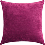 Jeneoo Fuschia Pink Decorative Throw Pillow Covers Soft Chenille Comfy Solid Couch Cushion Case Decor (Set of 1, 26 x 26 Inches)