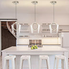 Modern Glass Pendant Lighting for Kitchen Island 1 Pack, Nickel LED Pendant Light Fixtures, Adjustable Hanging Ceiling Light, Angled Clear Glass Shades 8 Inch