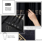 Bathroom Sets with Shower Curtain and Rugs Black Bathroom Accessories Bathroom Set,Soap Dispenser & Toilet Brush Holder Set with Stainless Steel Trash Can