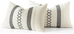 MIULEE Set of 2 Gray Boho Decorative Lumbar Pillow Covers 12x20 Inch Farmhouse Rustic Couch Throw Pillows Modern Cotton Cushion Covers Retro Cute Macrame Woven Home Decor for Bed Sofa Chair