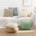 Simmore Decorative Fall Throw Pillow Covers 22x22 Set of 2, Soft Natural Plush Flannel Double-Sided Fluffy Couch Pillow Covers for Sofa Living Room, Grey
