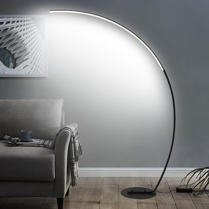 67in Dimmable LED Arc Floor lamp with 3 Color Temperatures, Modern Floor Lamps for Living Room, Standing Tall Lamp with Remote Control Reading Ambient Lighting for Bedroom Office Living Room