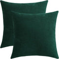 Jeneoo Decorative Hunter Green Christmas Throw Pillow Covers Rustic Farmhouse Super Soft Square Chenille Comfy Solid Cushion Couch Cases for Sofa Bedroom Chair (Set of 2, 20 x 20 Inches)