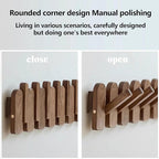 Wall Mounted Piano Key Hanger | Flip Style Hook | Entrance Wall Art Hook, Made of Oak Wood (3 Times Painted, 4 Times Polished) (Arc Walnut, 10Hooks)