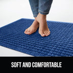 GORILLA GRIP Front Door Mat, 35x23, Indoor Outdoor Ultra Absorbent HydroAbsorb Doormat, Absorbs Up to 5.7 Cups of Water, Stain and Fade Resistant, Rubber Backing Doormats, Captures Dirt, Blue