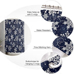 Vandarllin Christmas Shower Curtain, White Navy Snowflakes Pattern Shower Curtains Set with Hooks, Winter Waterproof Fabric Bathroom Curtains Decor Home Accessories,66 X 72 Inch Long