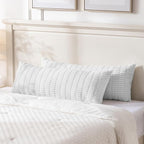 Fancy Homi Pure White Long Body Lumbar Lumbar Decorative Throw Pillow Covers 14x36 Inch for Bed Couch Bedroom Bench, Soft Corduroy Rectangle Solid Pillow Case, Rustic Farmhouse Boho Room Decor