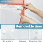 Coral Hotel Shower Curtain with Detachable Liner - 230GSM Waffle Textured,Hotel Grade,Spa Like Bath Curtain,71W x 74H