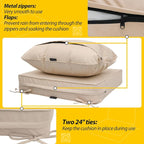 AAAAAcessories Outdoor Deep Seat Cushions, Waterproof, Fade-Resistant Patio Furniture Replacement Cushions, 24" x 24" x 5", Khaki Beige