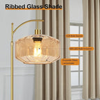 Vintage Floor Lamps for Living Room Glass Floor Lamp with Remote Control,Dimmable Floor Lamp Gold Mid Century Modern Standing Lamp 3 Color Temperature Brass Tall Floor Lamps for Bedroom Corner