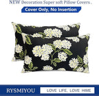 Decorative Throw Pillow Covers Set of 2 Black Hydrangea Pillow Covers 12x20 inch Super Soft Short Plush Square Floral Throw Pillows,Farmhouse Outdoor Pillow Covers for Couch Living Room