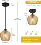 Amber Glass Pendant Lights Kitchen Island 1 Pack 6.29 in Glass Globe Pendant Light Fixture Adjustable Modern Farmhouse Pendant Lighting for Bedroom Dining Room