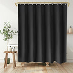 Boho Shower Curtain Set, Waterproof Fabric Shower Curtains, Luxury Hotel Style, Waffle Texture, Heavy Duty, Extra Long Bath Curtain, No Hook, Bathroom Decor, 72x72 Inch, Black