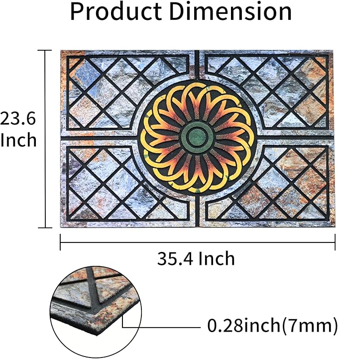 Door Mat Welcome Mat, Heavy Duty Door Mat 23.6 x 35.4 Inch Front Rug Doormat for Outdoor Entrance Home Non-Slip Rubber Rug for Front Door, Outside, Entryway, Patio (Flower)