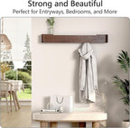 Coat Rack Wall Mount with Hidden Hooks Entryway Hanging Shelf Modern Wood Coat Hanger for Bedroom Kitchen Hallway Bathroom (Walnut,32.7 Inch Long)