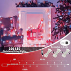 Red and White Christmas Lights Outdoor Waterproof 66ft 200 LED Christmas String Lights 8 Modes Plug in Twinkle Fairy Lights with Timer Memory for Indoor Outside Bedroom Home Party Decoration