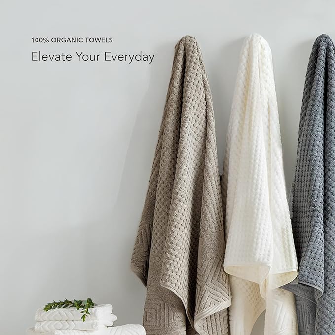 Texere 100% Organic Cotton Diamond Jacquard 700 GSM Luxury Bath Towel Sets - Ultra Soft and Absorbent Hotel and Spa Quality (Diamond, Merlot, 2 Bath Towels)