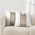 EVERGRACE x Kinsey Walsh Signature Velvet Panel Cotton Pillow Covers Set of 2, Decorative Pillow Covers 22"x22" for Couch, Square Cushion Cases for Sofa Bedroom Living Room, Sand Dune