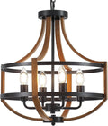 Farmhouse Chandelier for Dining Room 16.9" Wooden Chandelier 4-Light Rustic Candle Chandeliers Modern Faux Wood Vintage Chandeliers Light Fixture for Kitchen Foyer Hallway Entryway Bedroom