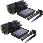 Super-Long 2-Pack Each 85FT Solar Halloween Lights Outdoor Waterproof, Upgraded Super Bright 8 Lighting Modes 480 LED Solar Outdoor String Lights for Halloween Decorations Party Garden Yard (Purple)