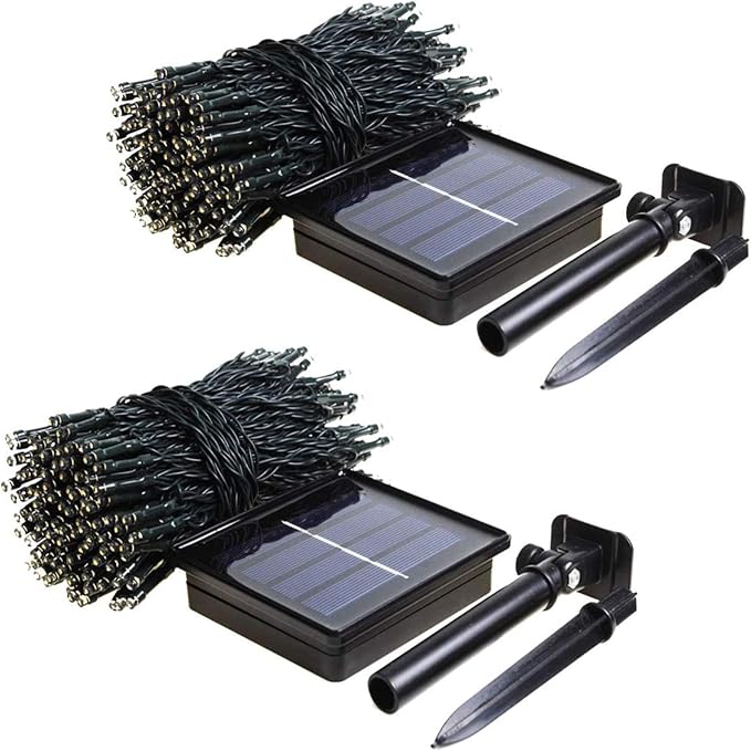 Super-Long 2-Pack Each 85FT Solar Halloween Lights Outdoor Waterproof, Upgraded Super Bright 8 Lighting Modes 480 LED Solar Outdoor String Lights for Halloween Decorations Party Garden Yard (Purple)