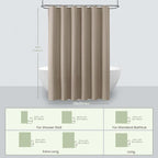 Inhousolu Fabric Shower Curtain Waffle Weave, 230 GSM Heavy Duty, Weighted Hem, 14 Metal Hooks, Water Repellent, Machine Washable, Hotel Spa Luxury Bath Curtain Set, 72 x 96 Inch, Beige