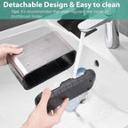 Boperzi Toothbrush and Toothpaste Holder Brushed Nickel Drainage for Bathroom Vanity, Large Electric Toothbrush Storage Caddy Anti-Slip Rustic with Adjustable Dividers for Family, Kids
