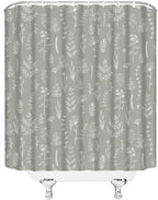 Grey Botanical Shower Curtain Vintage Herbs Floral Farmhouse Cute Boho Leaves Plant Retro Flowers Bathroom Curtain Set with Hooks(70" Wx74.8 H)