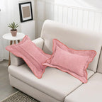 HAUSSY Scalloped Pillow Covers 12x20 Set of 2,Decorative Lumbar Throw Pillows Cute Aesthetic Preppy Cushion Covers for Couch Bed Living Room,Pink