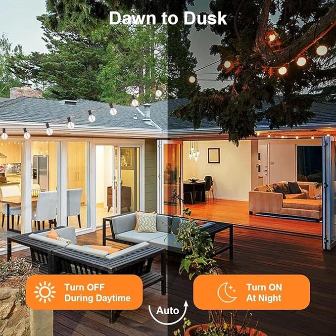 SUNTHIN Solar String Lights, 200ft(2x100ft) Solar Patio Lights with 48 Shatterproof G40 LED Bulbs, Waterproof Solar Powered Outdoor Lights for Backyard, Garden, Deck, Porch, Pergola, Pool, Camping
