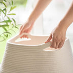 Goodpick Large Laundry Hamper | Tall Wicker Hamper Laundry Basket, Soft Cotton Rope Woven Hamper, Farmhouse Design Graceful Basket 25.6 Inches Height