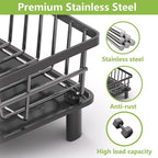 Dish Drying Rack for Kitchen Counter, Stainless Steel Dish Strainer with Detachable Cutlery Holder, Automatic Drainage System, Large Drainers Rack for Home and Appartment