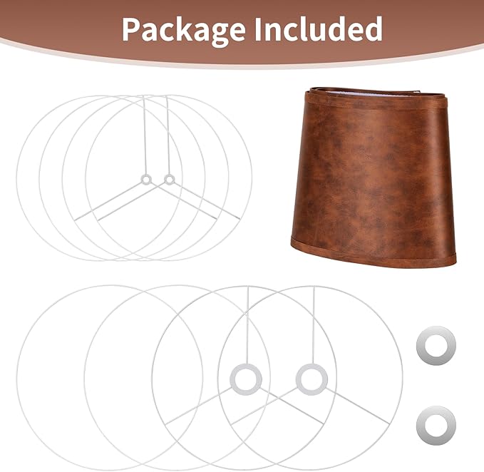 ALUCSET 2pcs Drum Lampshades Large Brown Lamp Shades, 13" Top X 15" Bottom X 11" High Replacement for Table Lamp Shades and Floor Lampshade, Spider Fitter Easy Assembly Required