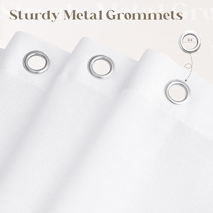 White Linen Long Shower Curtain 78 Inches Long Cloth Textured Fabric Shower Curtain Set with Hooks Water Repellent Simple Elegant Modern Farmhouse Country Bath for Bathroom 72x78 Inch