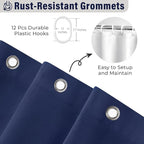 Seasonwood Navy Blue Shower Curtain for Bathroom Ruffle Shower Curtain 72 X 84 Inches Farmhouse Shower Curtains with Buttons & Blue Ruffles