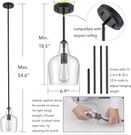 Modern Farmhouse Pendant Lighting for Kitchen Island Glass Black Pendant Light Fixtures Rod-Hung