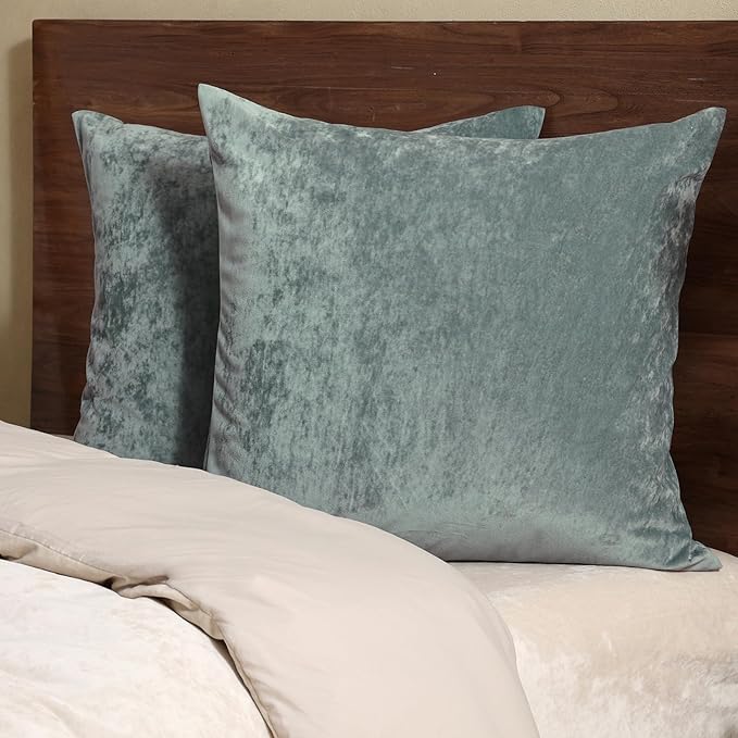 PHF Truly Velvet Euro Sham, 26"x 26",No Insert, 2 Pack Color Gradient Euro Throw Pillow Covers, Ultra Soft Cozy Pillow Covers for Home Decorative, No Shedding, No Pilling, Dusty Blue