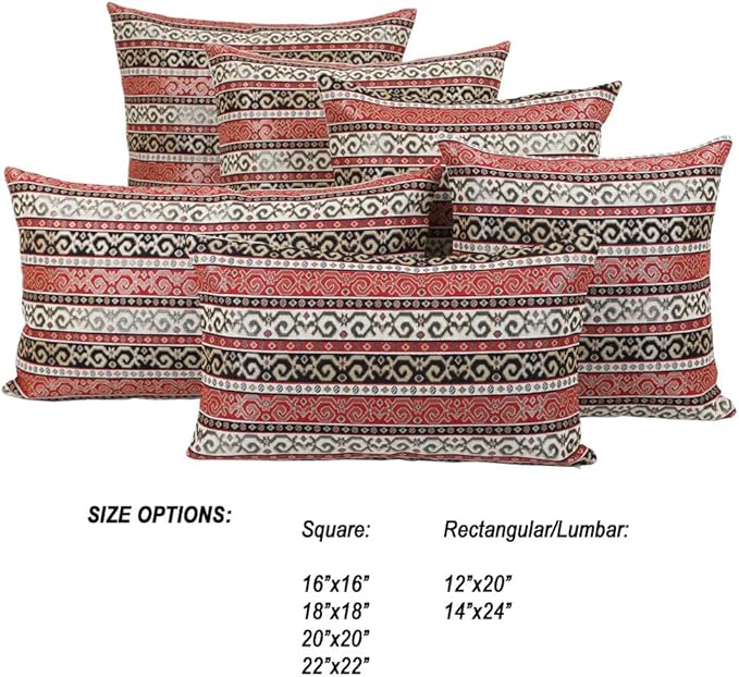 Tapestry Stylish Red-Black 12"x20" Lumbar Pillow Cover Sham Ethnic Kilim Aztec Pattern Throw Decorative for Home Decor, Sofa, Couch, Porch, Patio, Veranda