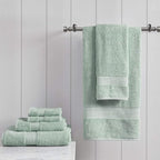 Madison Park Organic 100% Cotton Bathroom Towel Set, Hotel & Spa Quality Highly Absorbent, Quick Dry, Include for Shower, Handwash & Facial Washcloth, Multi-Sizes, Seafoam
