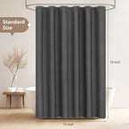 Rustic Country Faux Linen Shower Curtain Charcoal Grey, Heavyweight Polyester Fabric Shower Curtain Water-Resistant, 72 x 72 Inch Dark Gray Linen Look Hotel Bathroom Curtain Washable