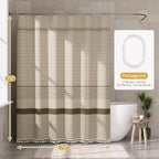 AmazerBath Farmhouse Shower Curtain, Brown Shower Curtain Set with Tassels, Rustic Faux Linen Brown Striped Boho Shower Curtain with Hooks, Warm Tan Toned, 72x72 Inches