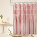Ruched Ruffled Shower Curtain 72" W x 72" H, Peach Pink Microfiber Rustic Decorative Bath Curtain for Bathroom, Farmhouse and Boho Bathroom Décor, Machine Washable (LQ-38)