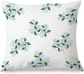 JINYO Rustic Blue Hydrangea Floral Pillow Covers 18x18, Blue Hydrangea Decor, Farmhouse Spring Flower Grandmillenial Pillow Covers for Home Bedroom Living Room, Cottagecore Room Decor