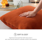 Pallene Faux Fur Plush Fall Throw Pillow Covers 20x20 Set of 2, Soft Fluffy Couch Pillow Covers for Living Room, Rust