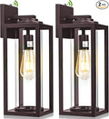 Dusk to Dawn Outdoor Wall Light Fixtures - 2 Packs Exterior Waterproof Outdoor Lighting, Modern Porch Sconces Wall Mounted Lighting, Industrial Anti-Rust Matte Outside Lantern for Front Door