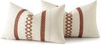 MIULEE Set of 2 Rust Fall Decorative Lumbar Pillow Covers 12x20 Inch Farmhouse Rustic Boho Couch Throw Pillows Modern Cotton Cushion Covers Retro Cute Macrame Woven Home Decor for Bed Sofa Chair