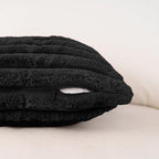 NiNi ALL Faux Fur Plush Throw Pillow Covers Black 24x24 Inch Set of 2 Decorative Soft Plush Striped Couch Pillow Cover for Sofa Cushion Cases for Couch Bed Home Decor